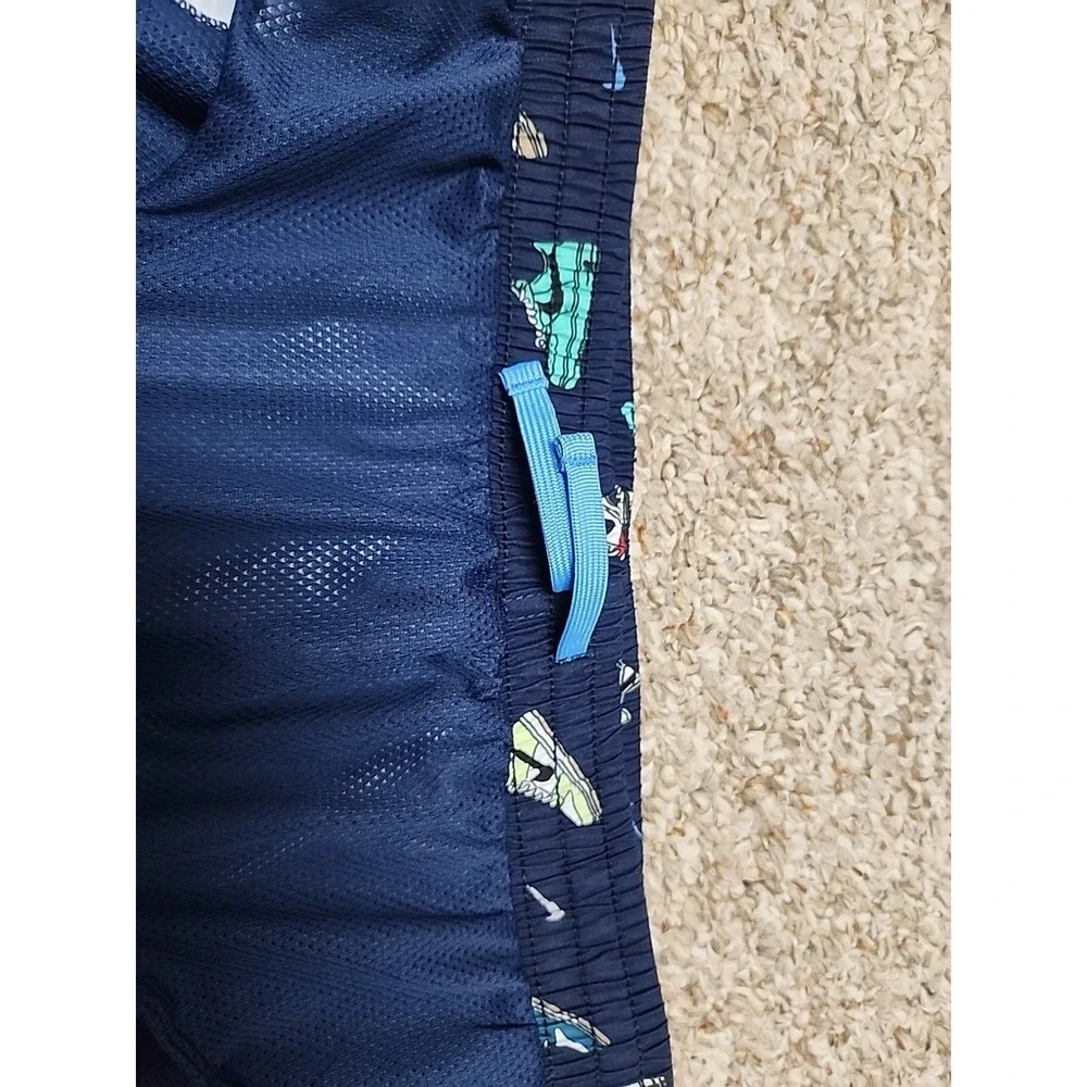 Nike Boys XL Navy Blue Sneaker Print‎ Swim Trunks Mesh Lined NESSF806-400